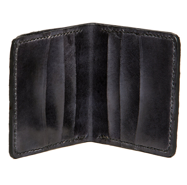 Salmon fish leather money wallet with black goat interior