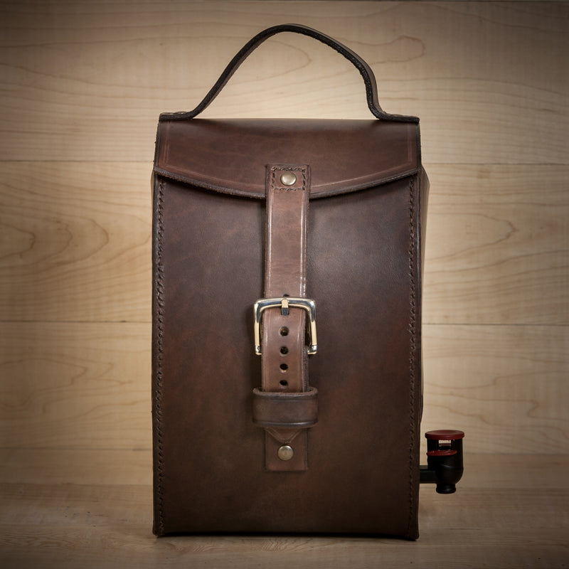 Mjolka - Dark brown leather bag for wine