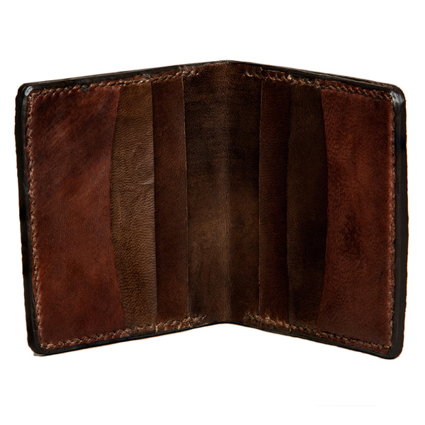 Wolffish bifold fish leather wallet brown interior with money pocket