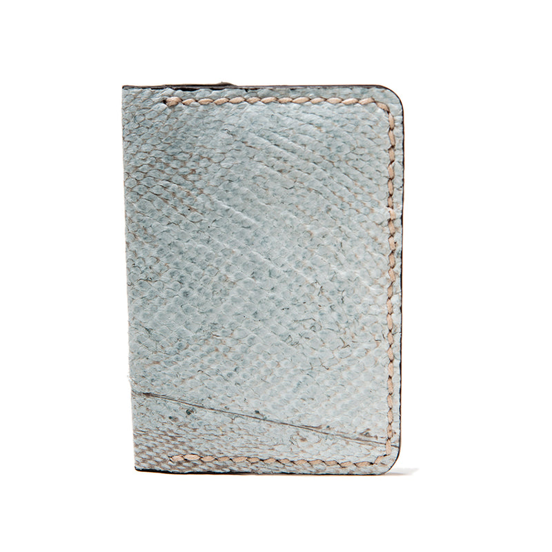 Sold out ! - Hand stitched fish leather card wallet with natural color cod skin and brown interior