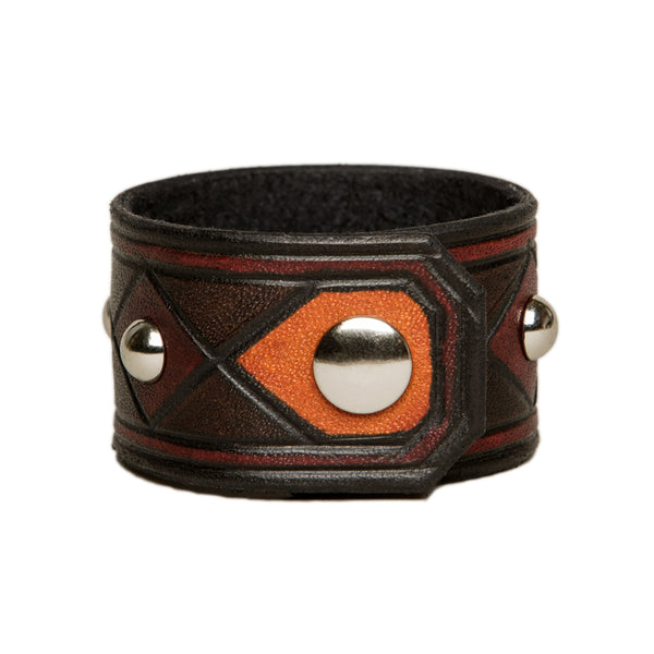 The Joker carved and studded leather cuff, Bracelet, Good Old Company - Hraun- Art and design