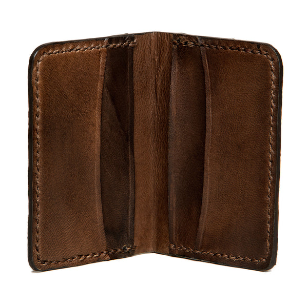 Wolffish bifold card wallet with brown interior